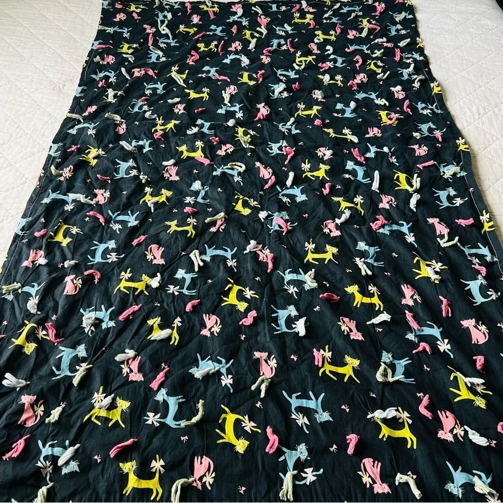 Vintage Handmade Cotton Quilt. Quilted throw for cat lovers.